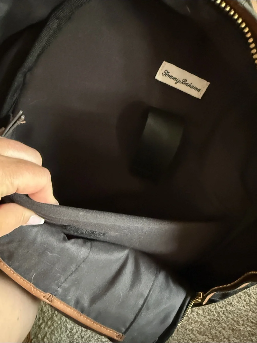 Tommy Bahama Black and Brown Men’s Casual Backpack - Classic Everyday Bag